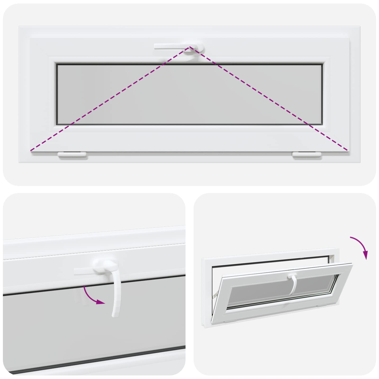Ventana de sótano RISOR 100 x 40 cm PVC y vidrio Blanco