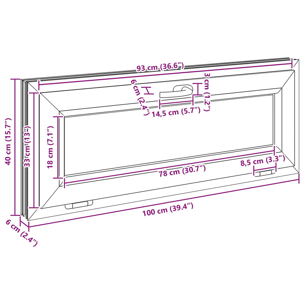 Ventana de sótano RISOR 100 x 40 cm PVC y vidrio Blanco