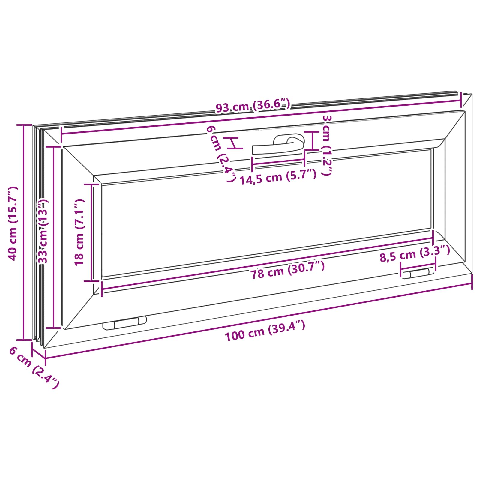 Ventana de sótano RISOR 100 x 40 cm PVC y vidrio Blanco