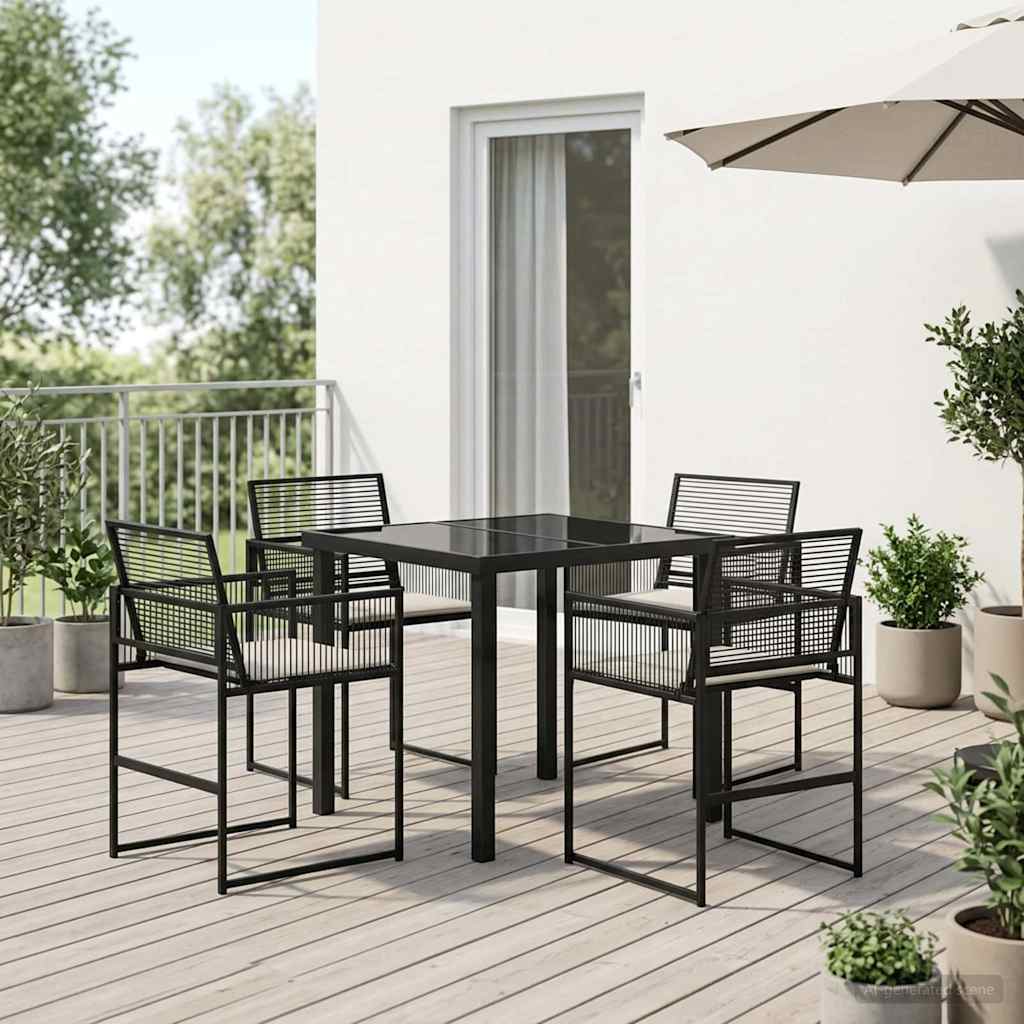 Conjunto de Comedor de Jardín 5 pcs Negro ratán sintético