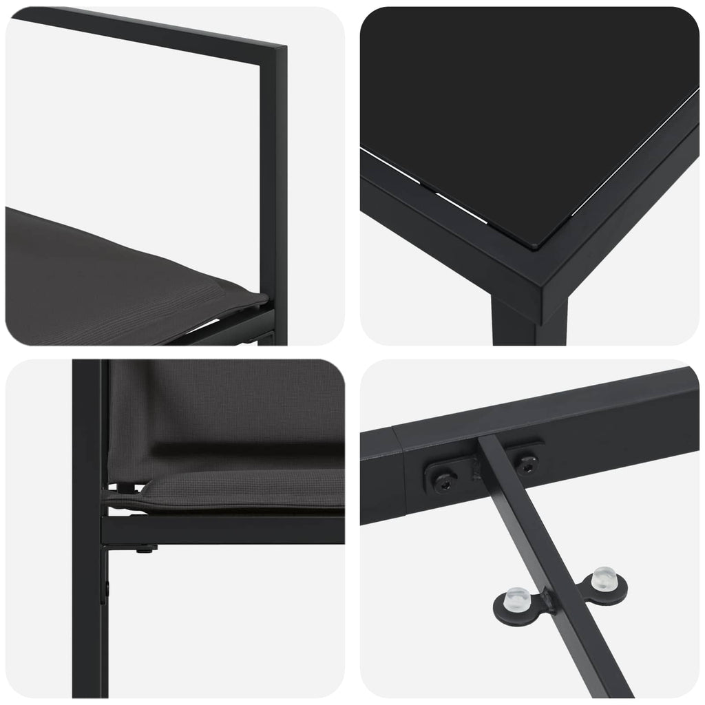 Conjunto de Comedor de Jardín 5 pcs Negro y gris oscuro