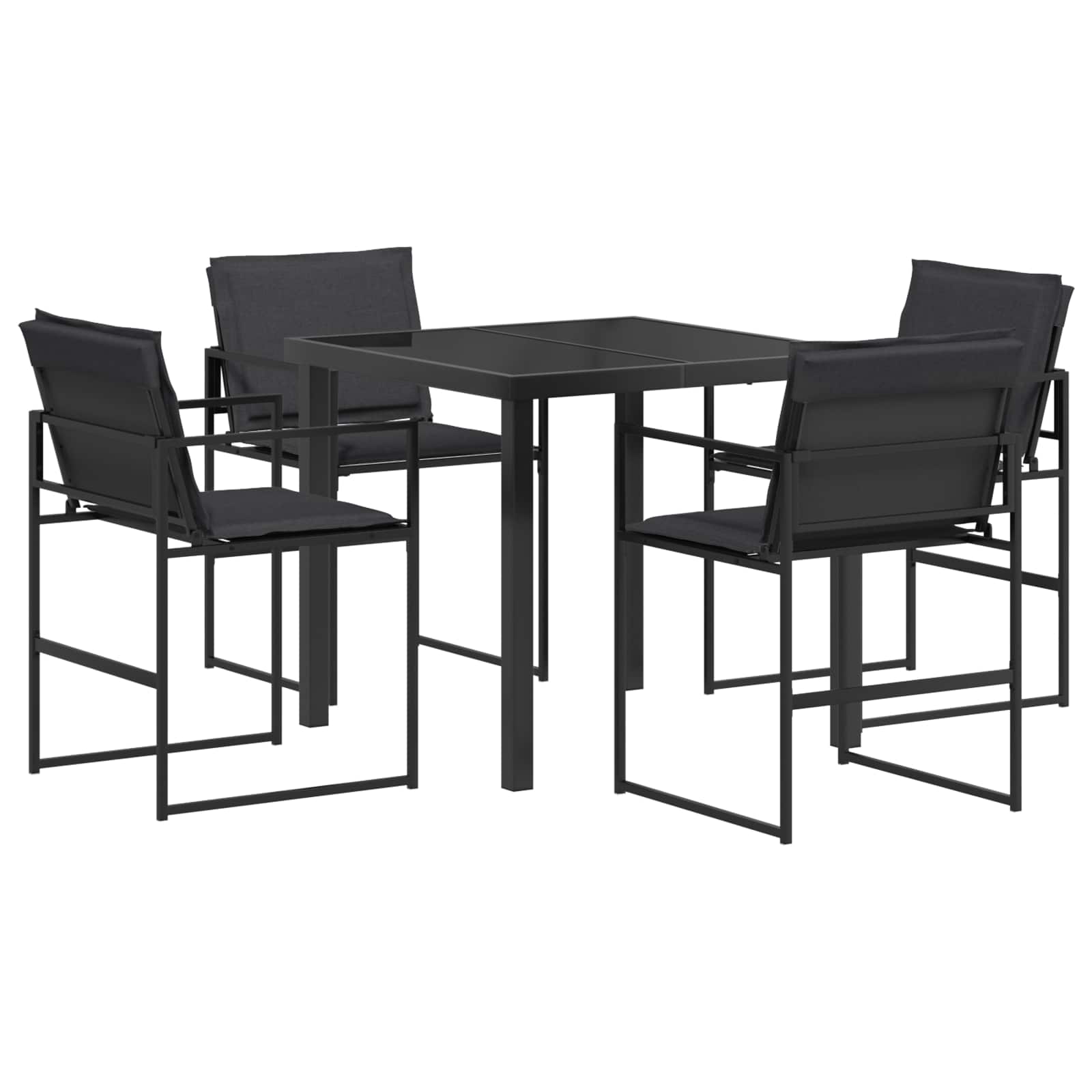 Conjunto de Comedor de Jardín 5 pcs Negro y gris oscuro