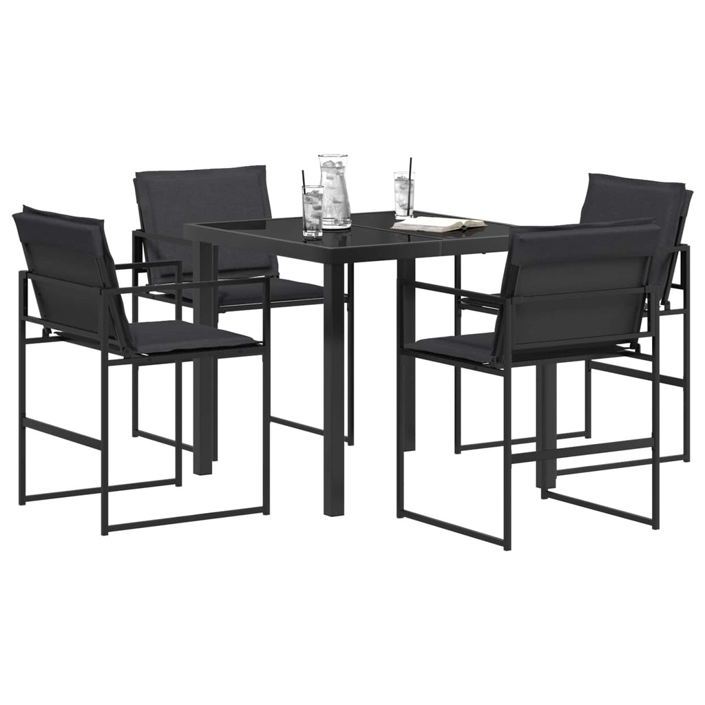 Conjunto de Comedor de Jardín 5 pcs Negro y gris oscuro