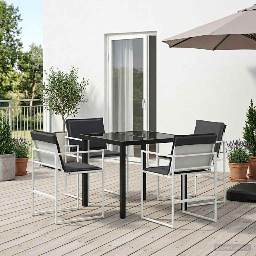 5-Piece Garden Dining Set White 140 x 70 x 73 cm