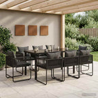 Conjunto de Comedor de Jardín 9 pcs Negro ratán sintético