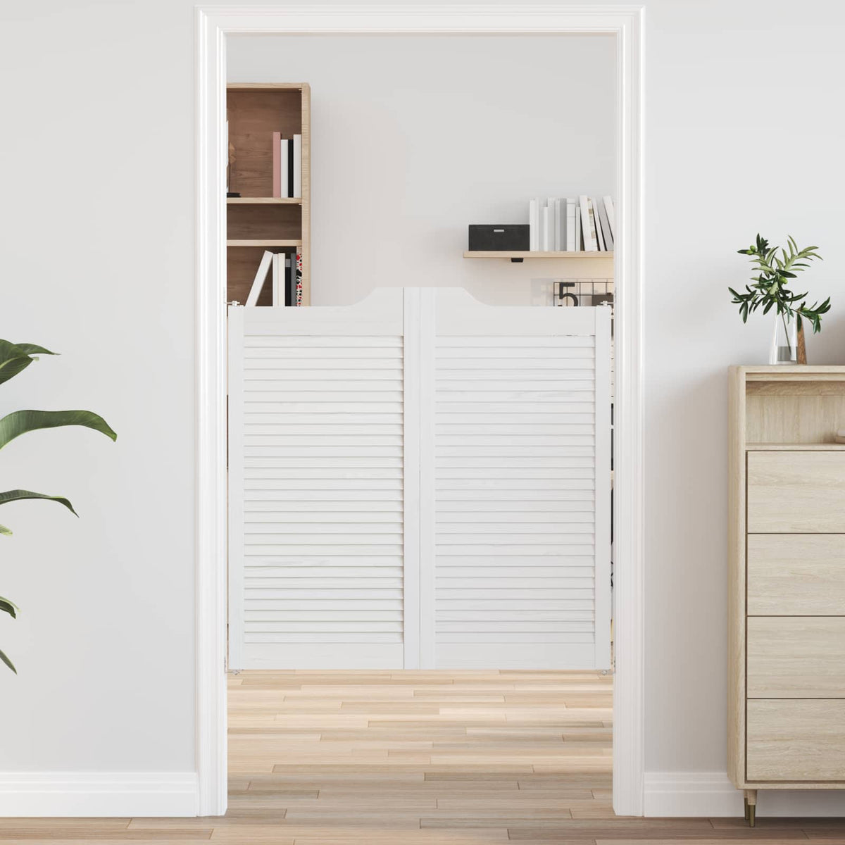 Swing Doors 2 pcs White Solid Pine Wood