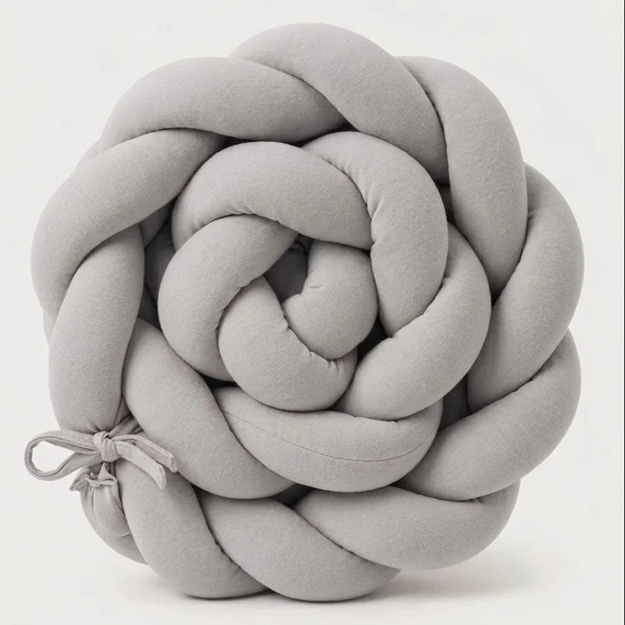 Cotton crib bumper braid, 210 cm | grey and safe