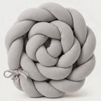 Trenza protector de cuna de algodón 210cm | gris y segura