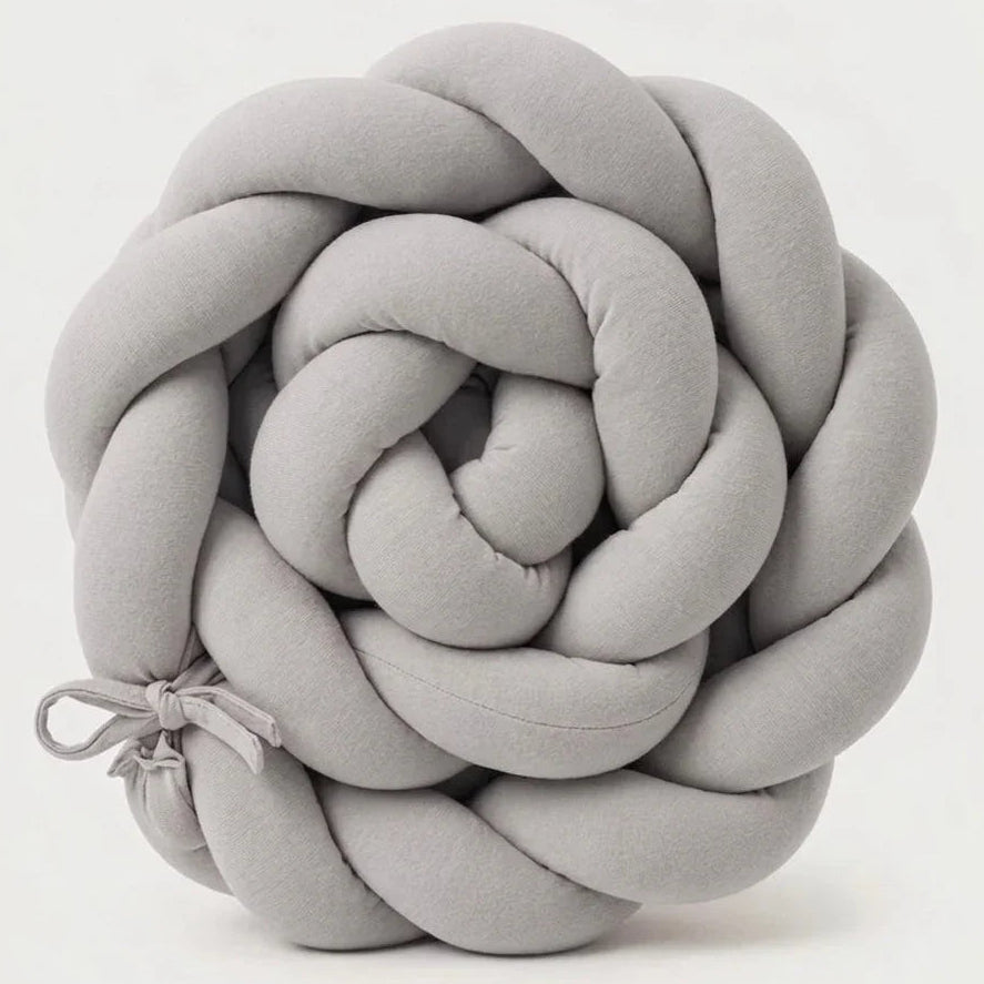 Trenza protector de cuna de algodón 210cm | gris y segura