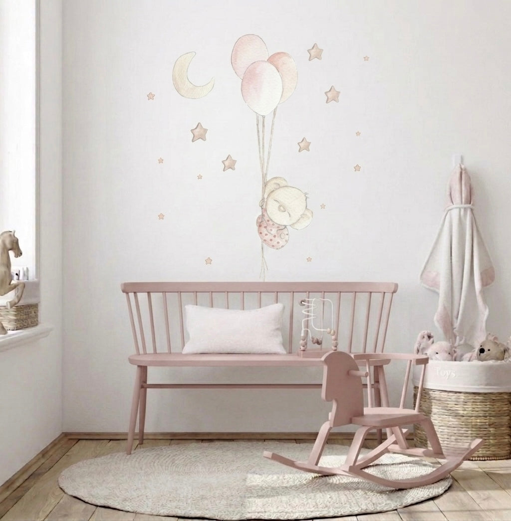 Vinilo decorativo infantil con globos bebé balloon girl