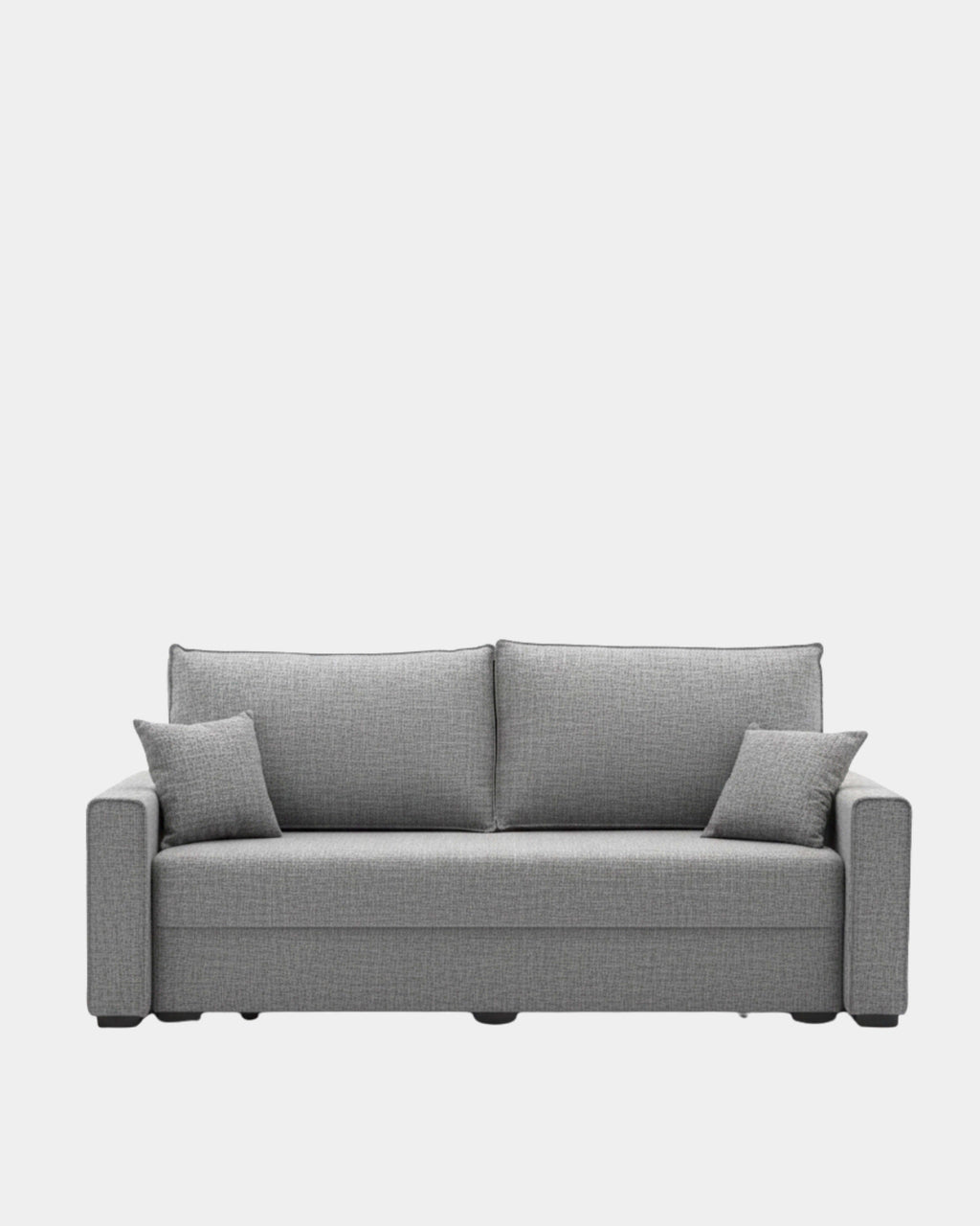 Sofá cama gris con apertura libro y almacenamiento