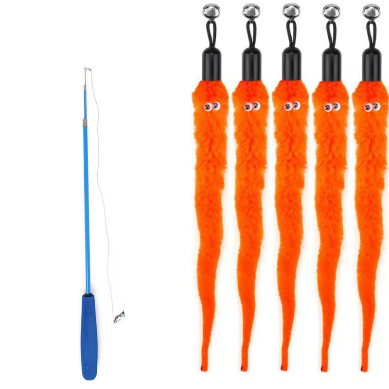 Varita telescópica con 5 piezas de gusano de colores con cascabelJuguetesAnimals & Pet Supplies > Pet Supplies > Cat Supplies > Cat Toys > Wands