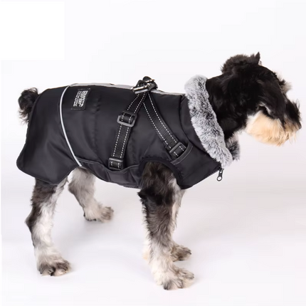 Chaqueta de invierno impermeable con arnés y reflectante para perros