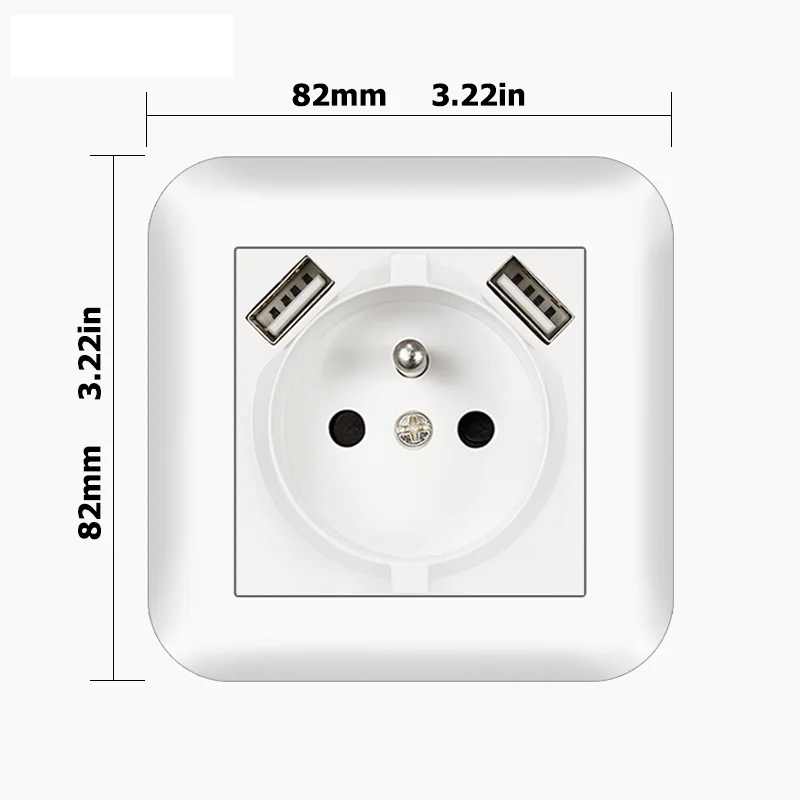 Enchufe FR de carga USB A y C con panel de PC ignífugo y garra de hierro Serie A2 , adecuado para caja redondaEnchufes