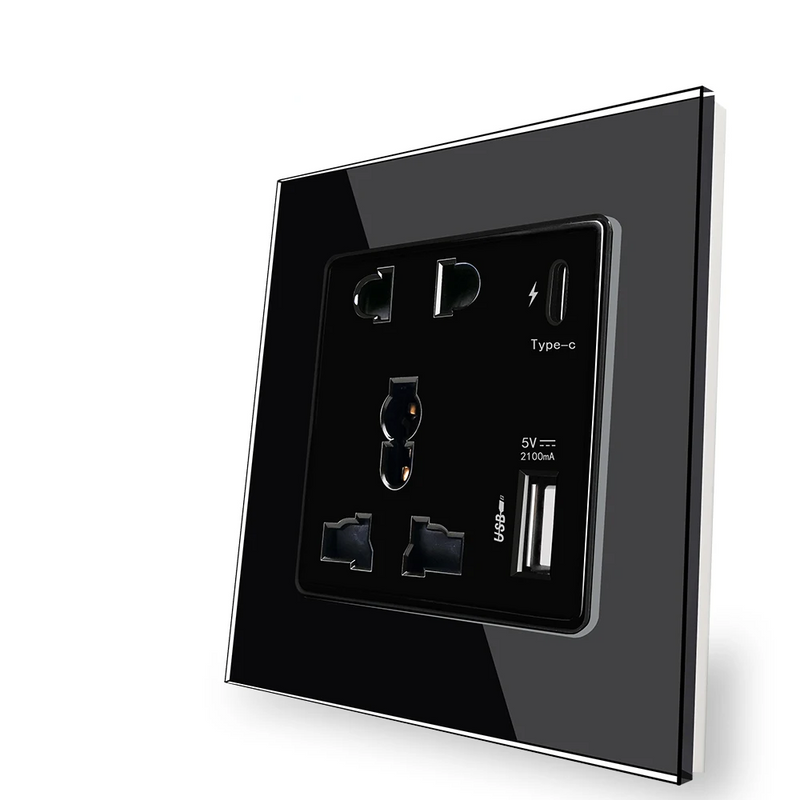 Enchufe universal con puertos USB A + C, Serie D1Enchufes
