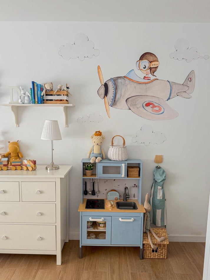 Cuco aviador decorativo infantil em vinil