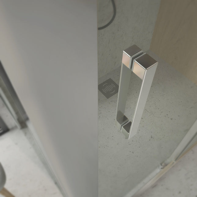 Mampara ducha lateral fija y frontal corredera cromo | 3_BP