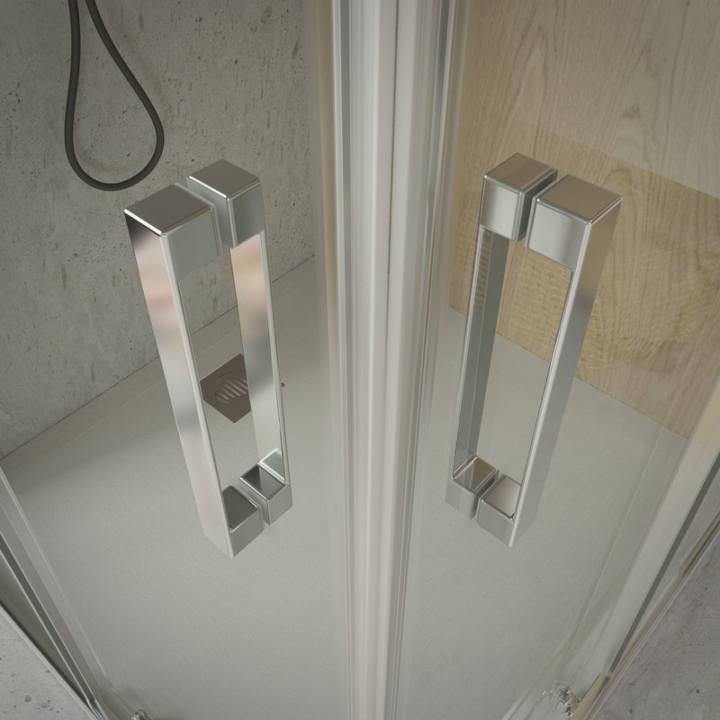 Mampara ducha angular cromo brillo vidrio transparente | 3_BP