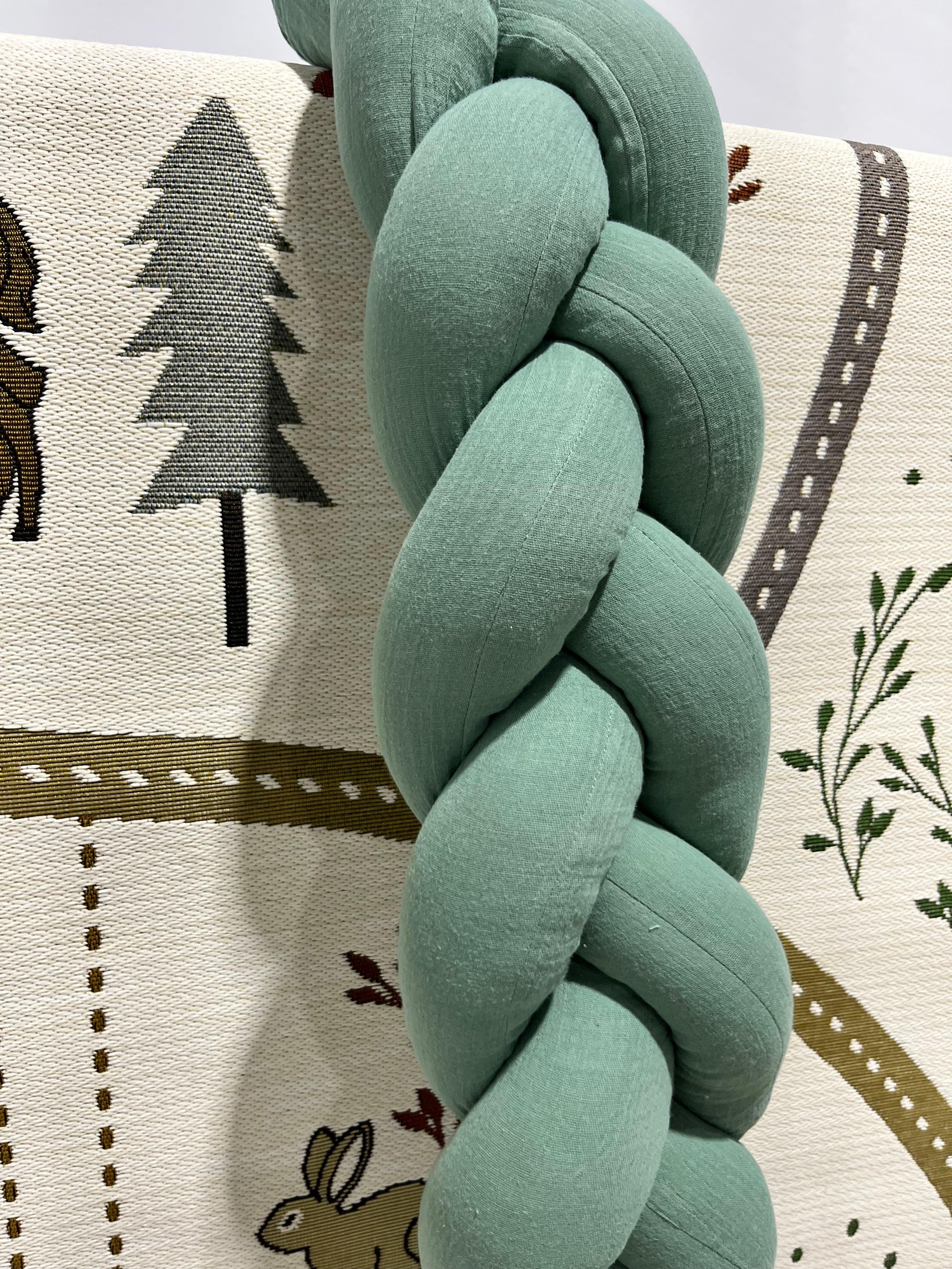 Trenza protectora de cuna 180cm en muselina | Musgo