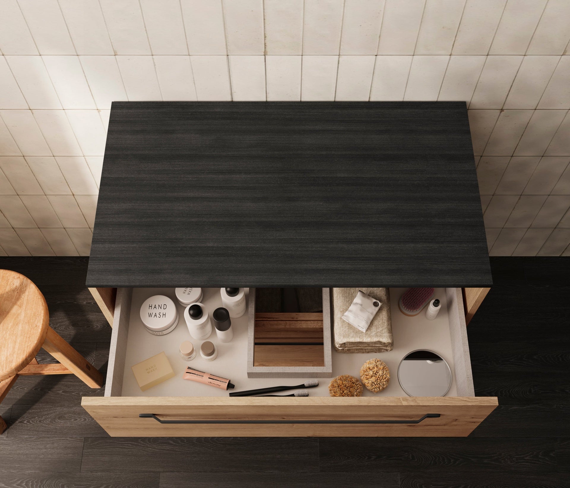 Mueble de baño sin lavabo con encimera roble ostippo ebony | 1_ES