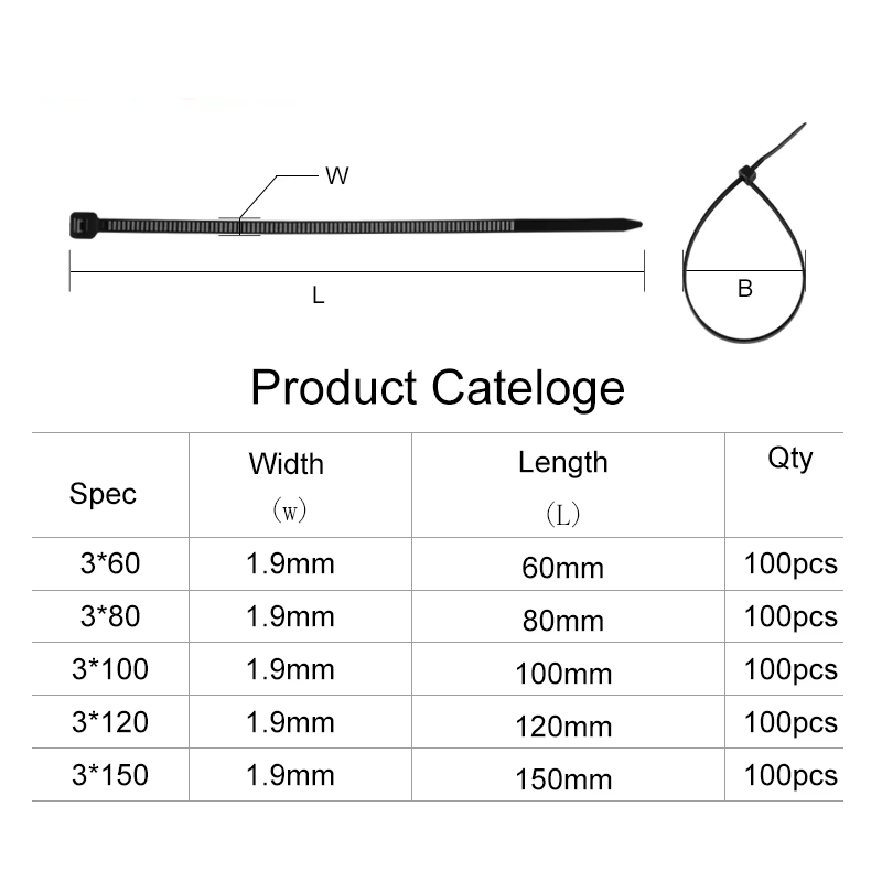Juego de 500 bridas de nylon autoclipsBridasHardware > Hardware Accessories > Hooks, Buckles & Fasteners > Gear Ties