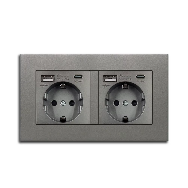 Toma de corriente doble EU con USB A + C empotrableEnchufesHardware > Power & Electrical Supplies > Power Outlets & Sockets > Wall Outlets