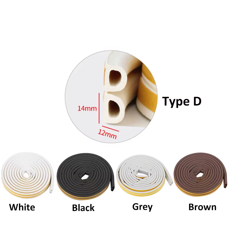 Tira de sellado de goma autoadhesiva tipo D para puertas y ventanas 6MBurletesHardware > Building Materials > Weather Stripping & Weatherization Supplies > Weatherstrip Seal