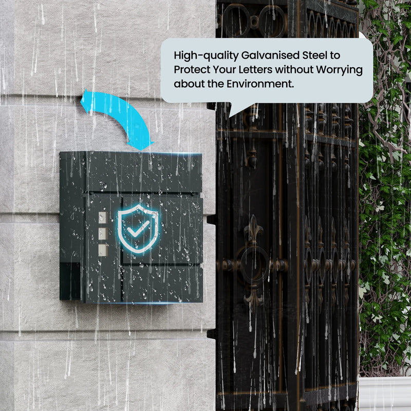 Buzón moderno antracita con portaperiódicos | ventanillas transparentes, porta-nombre y cerradura con 2 llavesBuzonesHome & Garden > Decor > Mailboxes