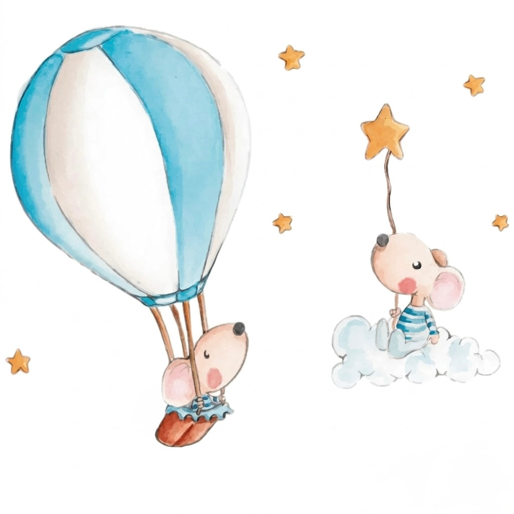 Decorative children's vinyl with stars and balloons | Handmade