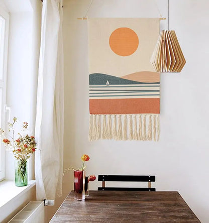 Tapiz de macramé para colgar en la pared estilo bohemio