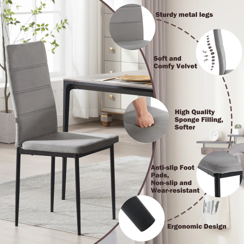 Set de 4 sillas modernas de terciopelo con respaldo alto y asiento acolchadoSillasFurniture > Chairs > Kitchen & Dining Room Chairs