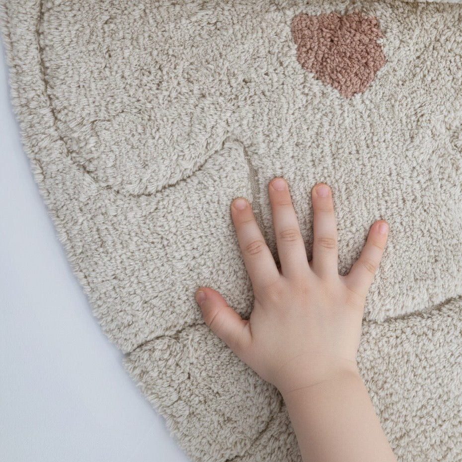 Washable children's rug with round floral motifs, 140 cm