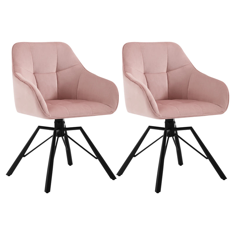 Set de 2 sillas giratorias de terciopelo con reposabrazos para comedorFurniture > Chairs > Kitchen & Dining Room Chairs