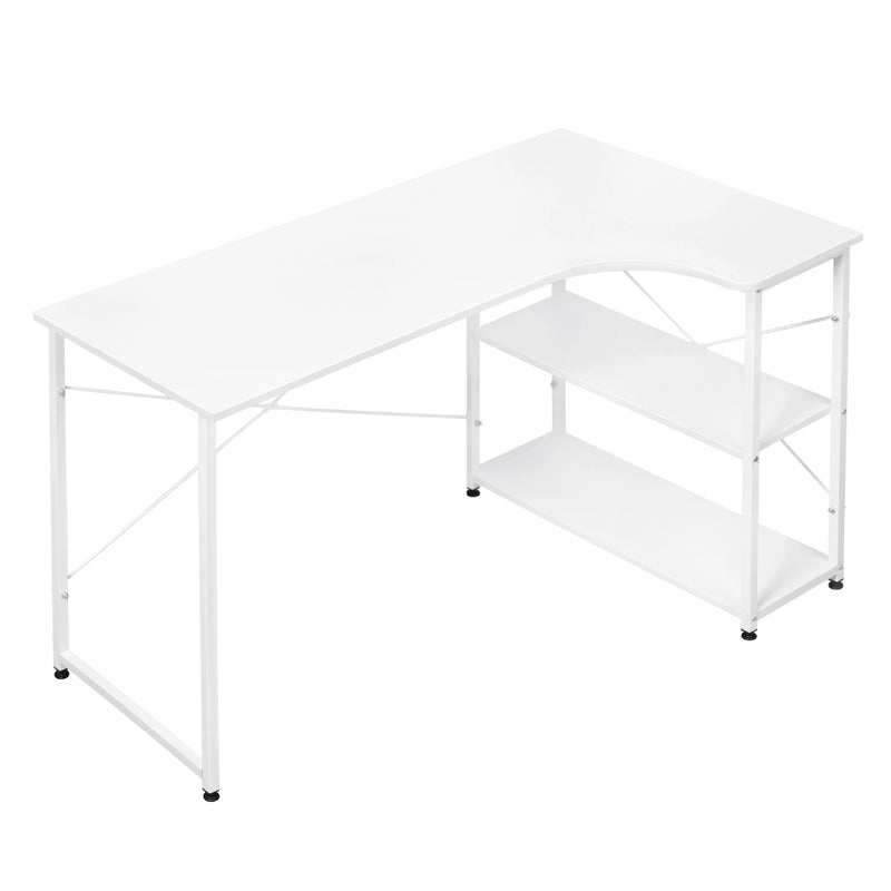 Escritorio esquinero en L con estantes | 120 × 74 × 71,5 cm · madera E1 y metalEscritoriosFurniture > Office Furniture > Desks