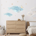 Children's decorative vinyl with hand-painted whales