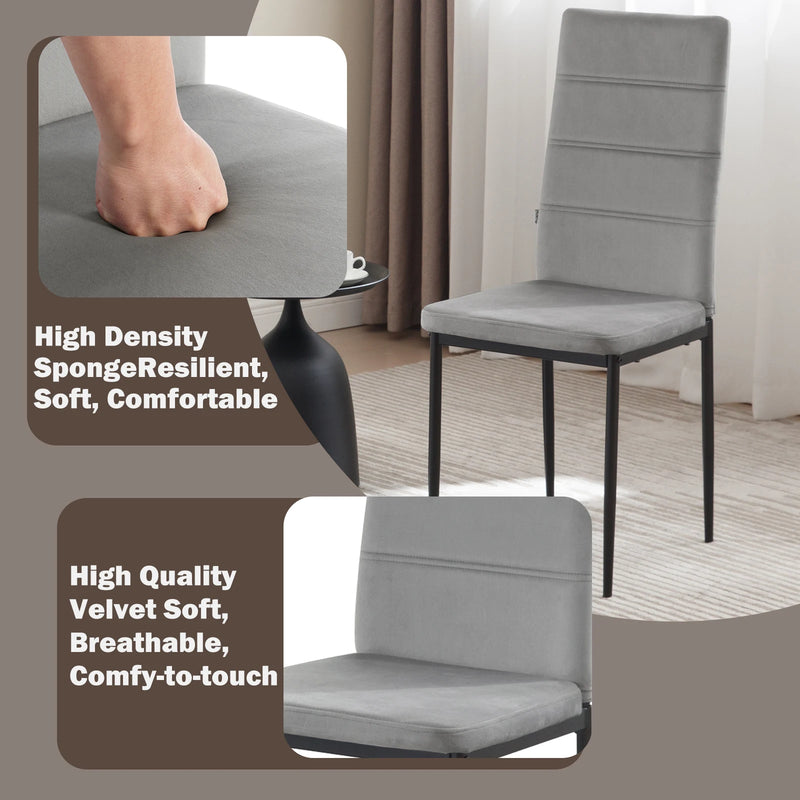 Set de 4 sillas modernas de terciopelo con respaldo alto y asiento acolchadoSillasFurniture > Chairs > Kitchen & Dining Room Chairs