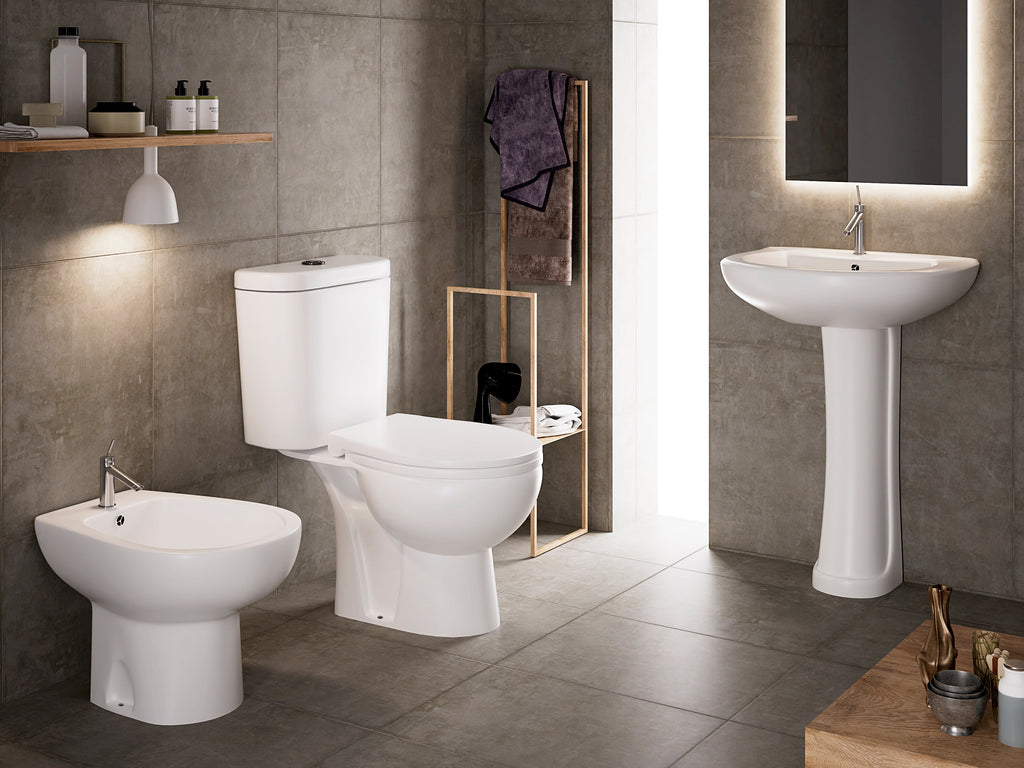 Inodoro completo salida a suelo porcelana blanca sanitaria