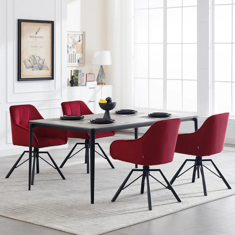 Set de 2 sillas giratorias de terciopelo con reposabrazos para comedorFurniture > Chairs > Kitchen & Dining Room Chairs
