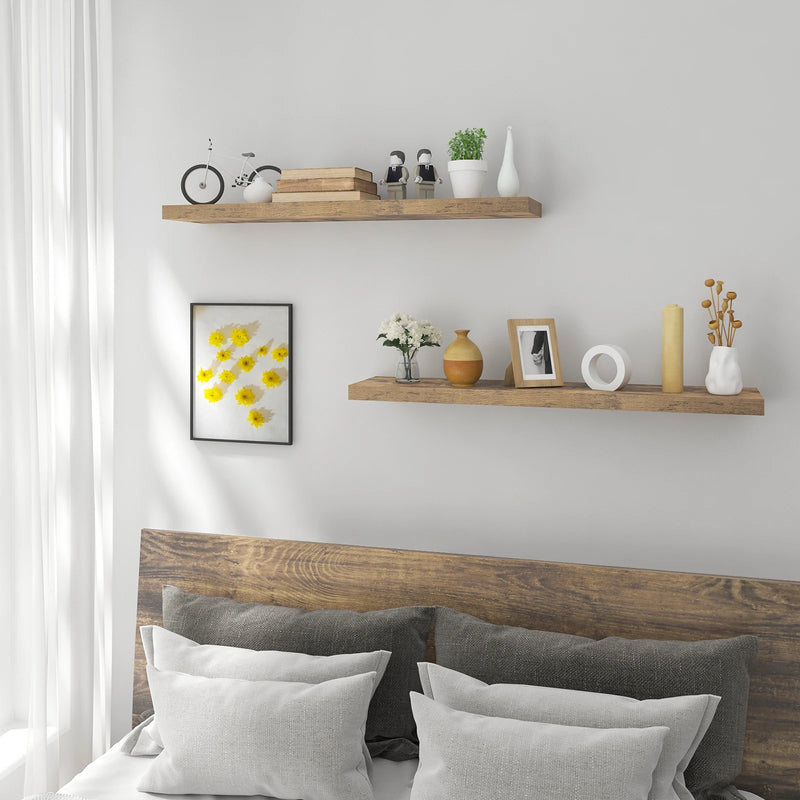 Estante flotante de pared flotante en madera envejecida para libros y decoraciónEstantesFurniture > Shelving > Wall Shelves & Ledges > Floating Wall Shelves & Ledges