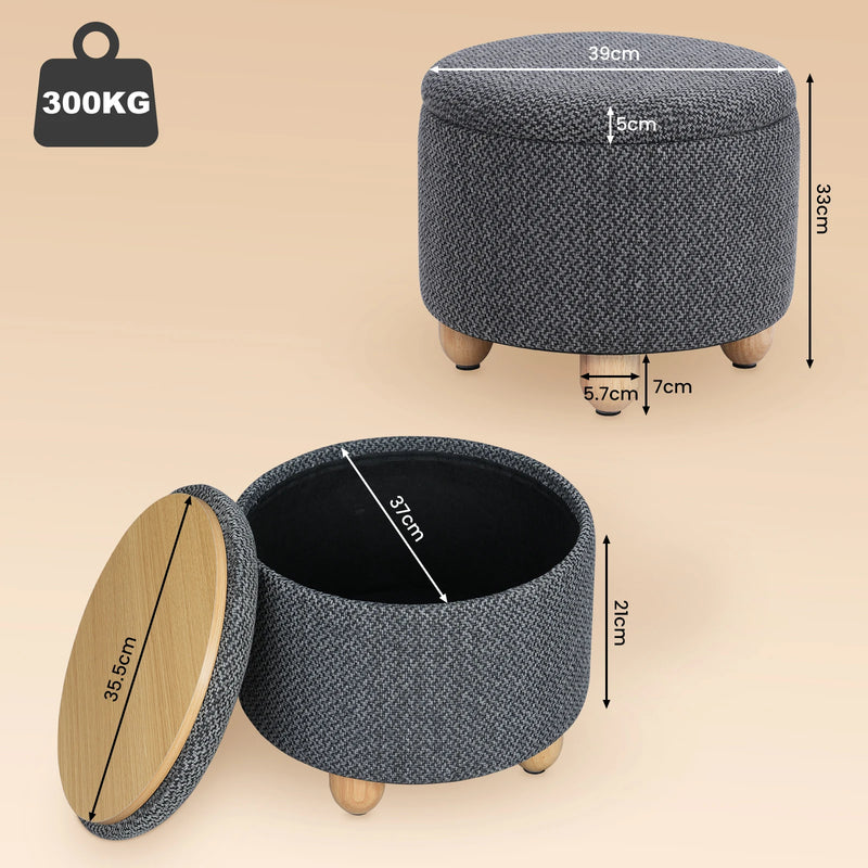 Puff taburete con almacenaje y tapa, patas de pinoPuffsFurniture > Chairs > Bean Bag Chairs