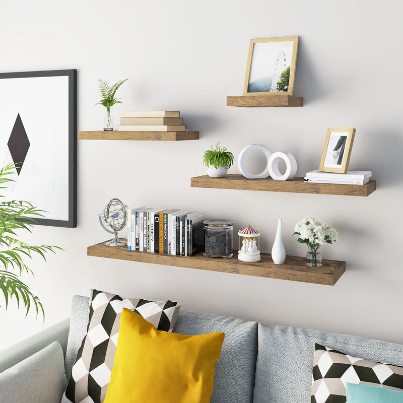 Estante flotante de pared flotante en madera envejecida para libros y decoraciónEstantesFurniture > Shelving > Wall Shelves & Ledges > Floating Wall Shelves & Ledges
