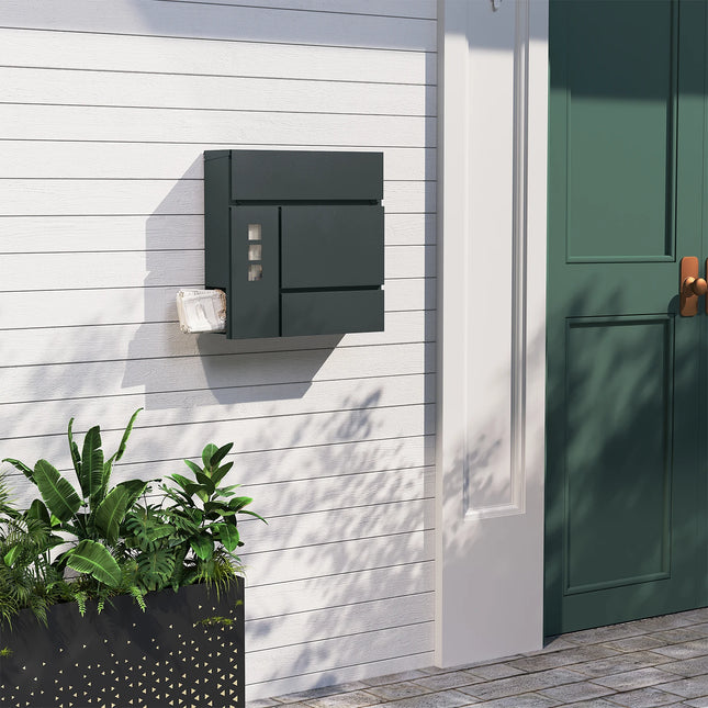 Buzón moderno antracita con portaperiódicos | ventanillas transparentes, porta-nombre y cerradura con 2 llavesBuzonesHome & Garden > Decor > Mailboxes