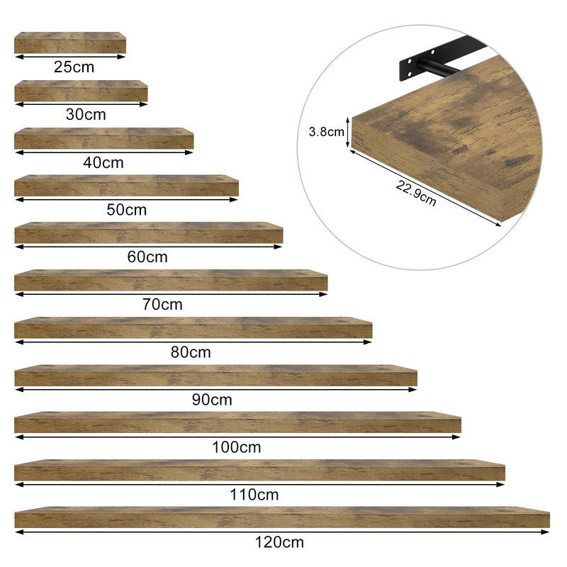 Estante flotante de pared flotante en madera envejecida para libros y decoraciónEstantesFurniture > Shelving > Wall Shelves & Ledges > Floating Wall Shelves & Ledges