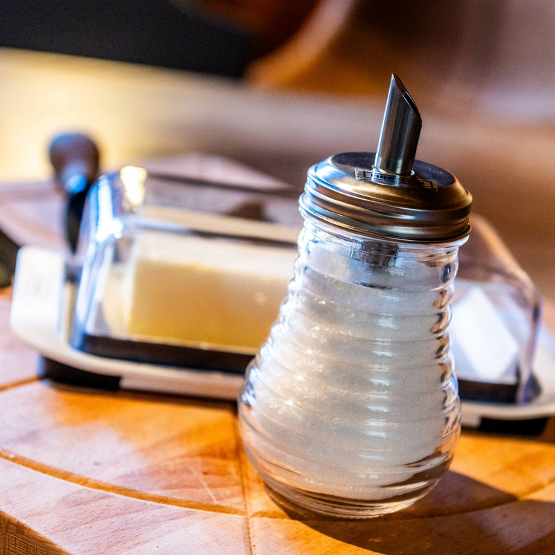 Azucarero de cristal con tapón dispensador