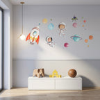 Decorative vinyl fabric for children with planets | astronauts