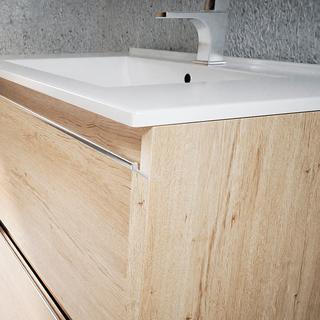 Mueble de baño bambú con 3 cajones y patas a suelo práctico | 3_BP