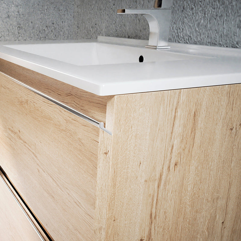 Mueble de baño bambú con 3 cajones y patas a suelo práctico | 3_BP