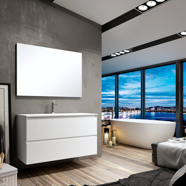Mueble de baño blanco mate conjunto completo moderno | 3_BP