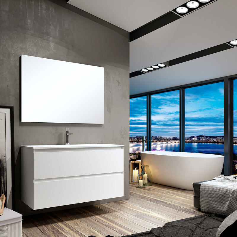 Mueble de baño blanco mate conjunto completo moderno | 3_BP