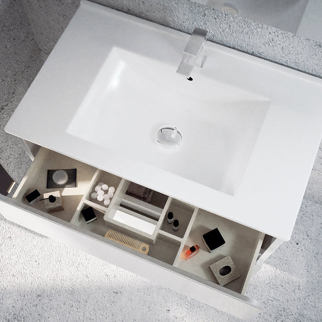 Mueble de baño suspendido con lavabo de encimera 2 cajones | 3_BP